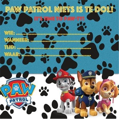 PAW Patrol feestje uitnodiging