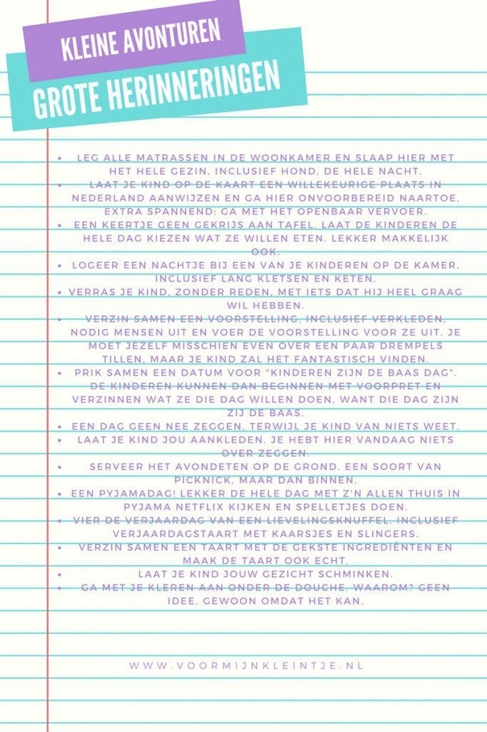 kleine avonturen grote herinneringen