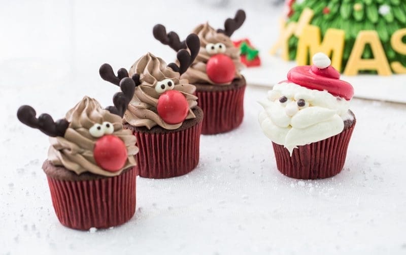 kerstdiner school cupcake
