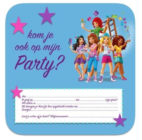 lego friends partijtje uitnodiging