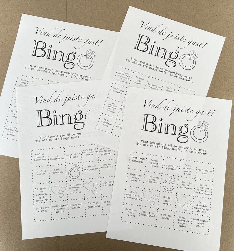 trouwen bingo