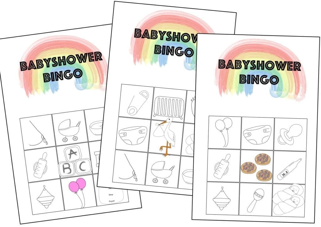 regenboog babyshower printen