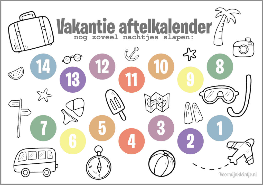 aftelkalender voor vakantie
