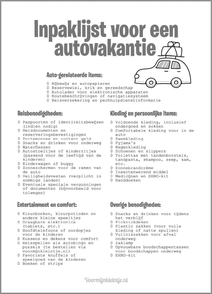 inpaklijst vakantie gezin