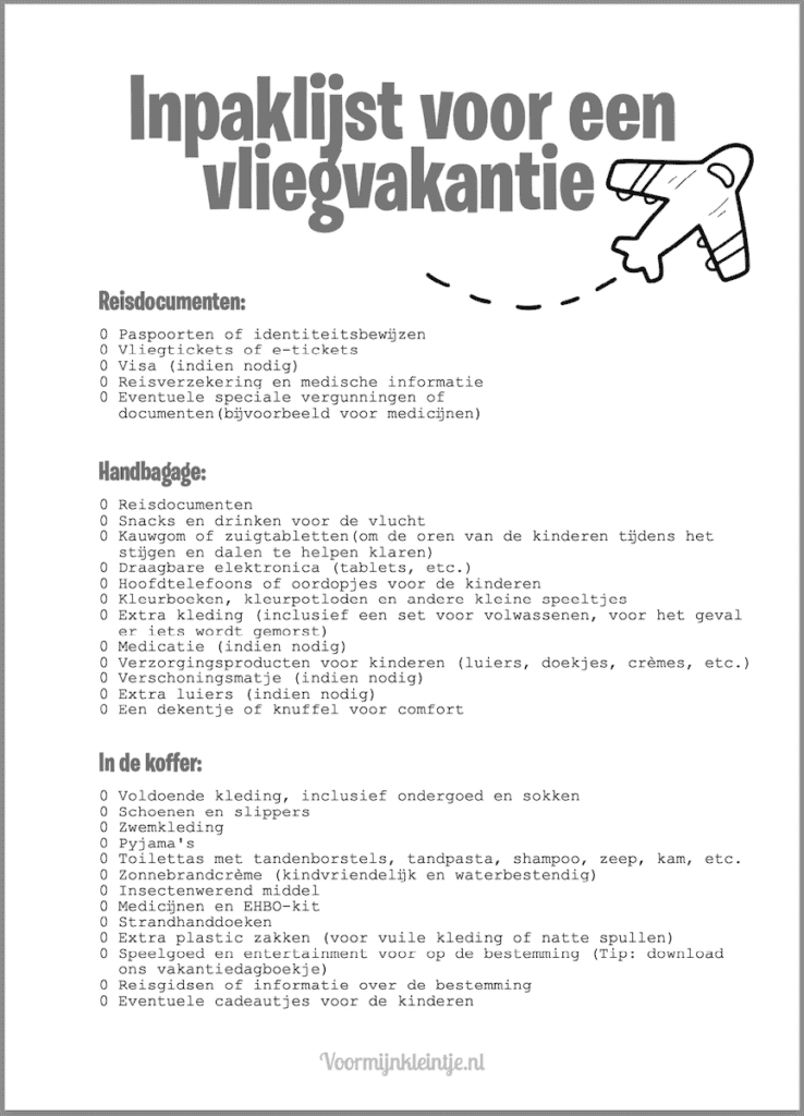 inpaklijst voor vakantie gezin