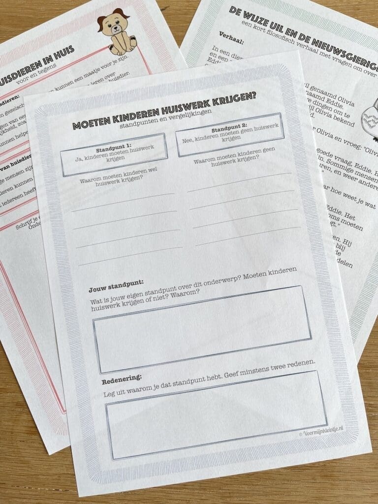 filosoferen werkblad