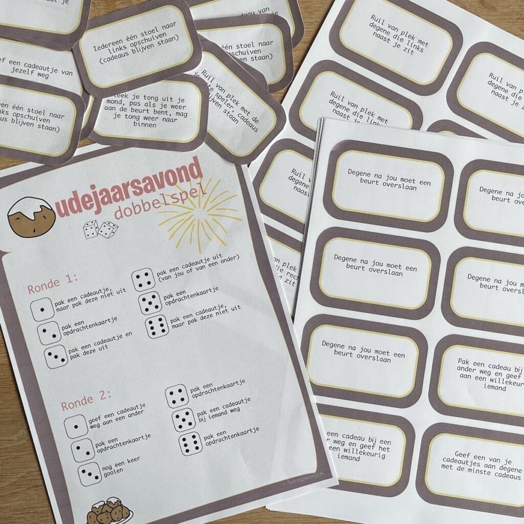 oudejaarsavond dobbelspel opdrachten