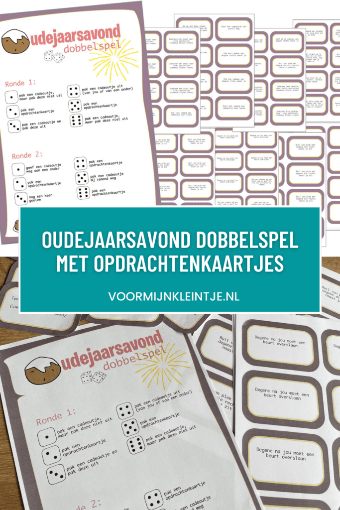 Oudejaarsavond dobbelspel met opdrachtenkaartjes