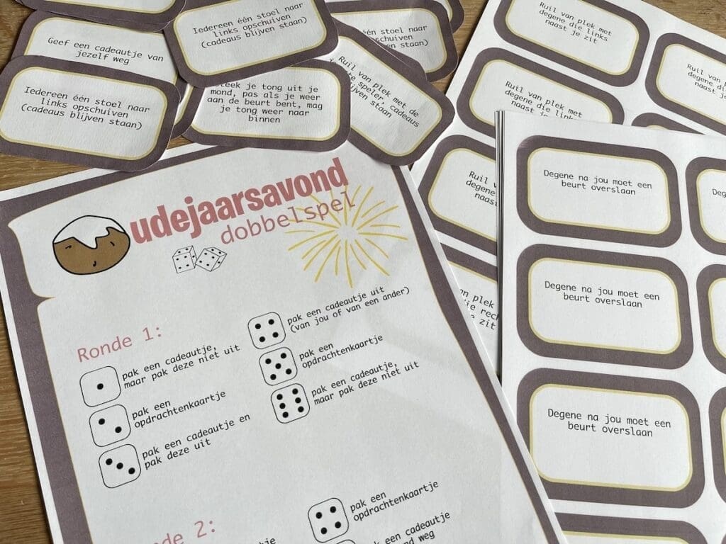 oudejaarsavond dobbelspel opdrachten