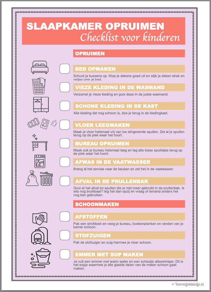 checklist slaapkamer opruimen