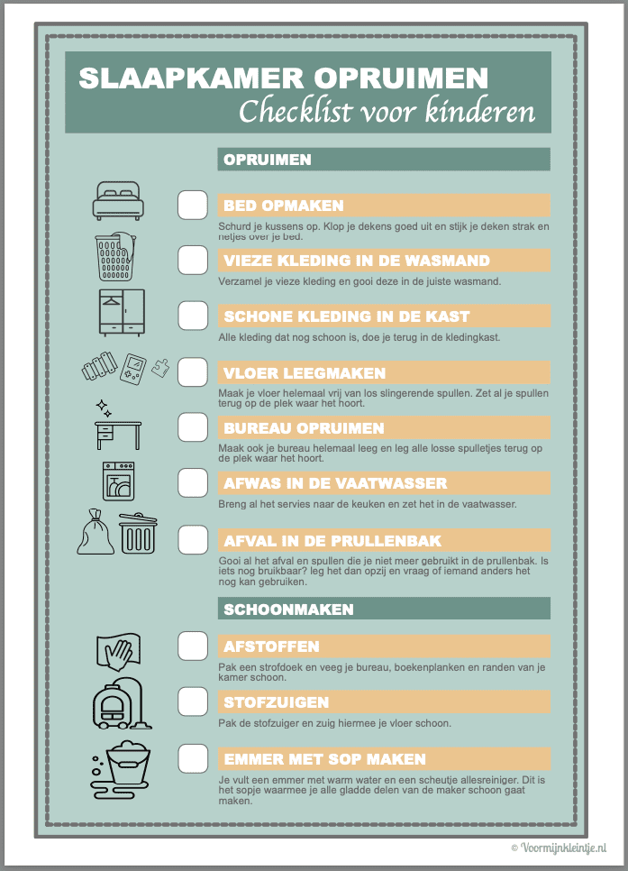 checklist slaapkamer opruimen