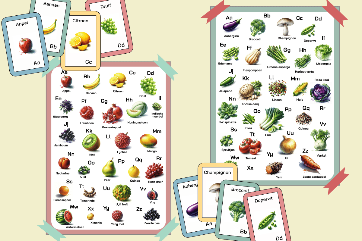 flashcards en posters groente en fruit