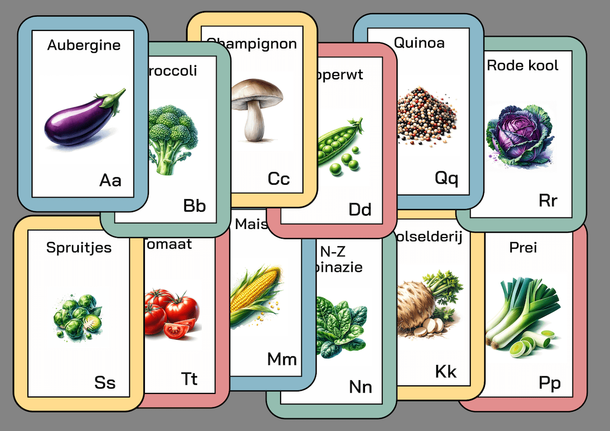 Flashcards en posters – ABC letters groente en fruit [printable ...